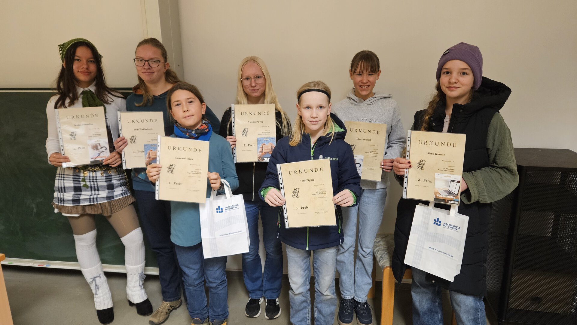 Jessica Putzschke, Julie Waldenburger, Lennard Ittner, Vidonia Pippig, Talis Pippig, Linda Hainich und Alma Kimme